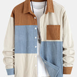 Relax Fit Color Block Corduroy Button Up Shirt