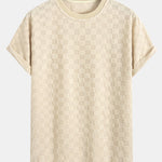 Relax Fit Checkerboard Jacquard Casual T-Shirt & Shorts Set