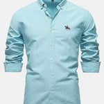 Cowboy Embroidery Cotton Oxford Button Up Shirt