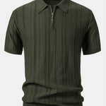Stripe Jacquard Zipper Knit Polo Shirt
