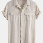 Linen Cuban Shirt With Pockets & Slim Fit Tapered Trousers