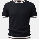Textured Contrast Crew Neck Knit T-Shirt
