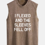 Slogan Print Washed Distressed Tank Top