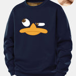 Duck Print Teddy Fleece Lined Sweatshirt