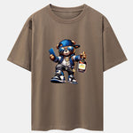 Hip Hop Bear Print Drop Shoulder Oversize T-Shirt
