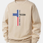 Freedom American Flag Cross Print Relax Fit Sweatshirt