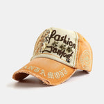 Slogan Embroidery Star Rivets Washed Baseball Cap