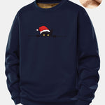 Christmas Black Cat Print Teddy Fleece Lined Sweatshirt