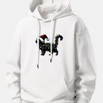 Christmas Colorful Light Black Cat Print Relax Fit Hoodie