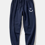 Smiley Face Print Drawstring Hoodie & Smiley Face Print Jogger Pants