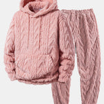 Geometric Jacquard Teddy Hoodie & Jogger Pants
