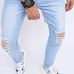 Destroyed Straight Leg Zipper Fly Jeans