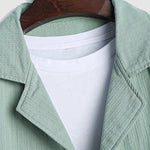 Men's casual textured Cuban collar short-sleeved shirt
