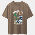 Beach Waves Print Drop Shoulder Oversize T-Shirt