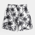 Relax Fit Palm Tree Print Button Up Shirt & Palm Tree Print Swim Short