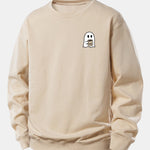 Ghost Drinking Coffee Print Relax Fit Sweatshirt