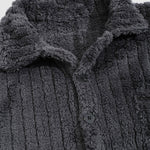 Men's Classic Plaid  Fluffy Faux Fur Single Pocket Button Lapel Jacket