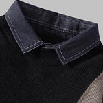 Men's Color-Block Denim Collar Knit Sweater