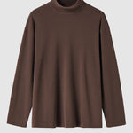 Men's solid color velvet half turtleneck Foundation T-shirt two-piece set
