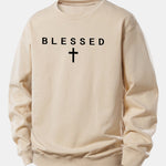 Blessed Cross Print Relax Fit Sweatshirt