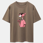 Pink Panther Print Drop Shoulder Oversize T-Shirt