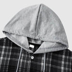 Men's Thin Plaid Casual Hooded Jacket