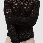 Men's sexy hollow bottoming thin sweater