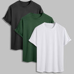 Men's 100% cotton basic round neck T-shirt three-piece set