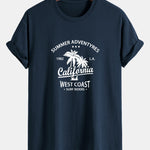 Regular Fit California Palm Tree Print Cotton T-Shirt