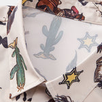 Cowboy Print Button Up Shirt &  Drawstring Swim Shorts