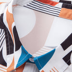Color Block Geometry Print Button Up Shirt & Drawstring Swim Shorts