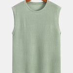 Waffle Knit Wide Strap Sleeveless T-Shirt
