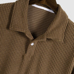 Men's solid color plaid textured lapel short-sleeved POLO