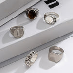 Vintage chain letter embossed ring 5Pcs/set