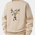 Christmas Light Reindeer Print Relax Fit Sweatshirt