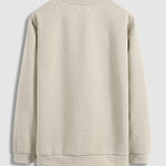 Men's solid color textured Puff Grid casual round neck sweatshirt and casual pants set