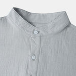 Men's Cotton Linen Textured Half Placket Short Sleeve Shirt