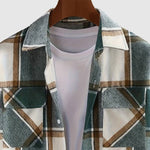 Men's Classic Plaid Wool Blend Button-Down Shirt