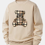 Checkered Bear Print Relax Fit Sweatshirt
