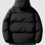 MEN'S  Spliced Fluffy Hooded Quilted Padded Jacket