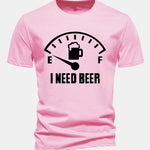Regular Fit I Need Beer Print Cotton T-Shirt
