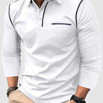 Men's lapel half-button long-sleeved Polo