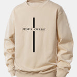 Jesus Christ Stripe Print Relax Fit Sweatshirt