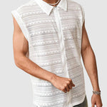 Men's lace vest elastic personality hollow lapel shirt