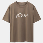 Heartbeat Music Print Drop Shoulder Oversize T-Shirt