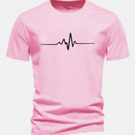 Regular Fit Heartbeat Flatline Print Cotton T-Shirt