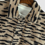 Men's Faux Fur Irregular Tiger Pattern Casual Button-up Jacket