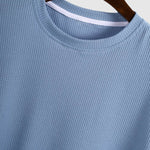 Men's Solid Color Waffle Round Neck Short Sleeve T-Shirt