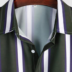 Men's Striped Print Button Casual Short Sleeve Shirt