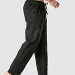 Men's imitation cotton and linen solid color loose casual pants